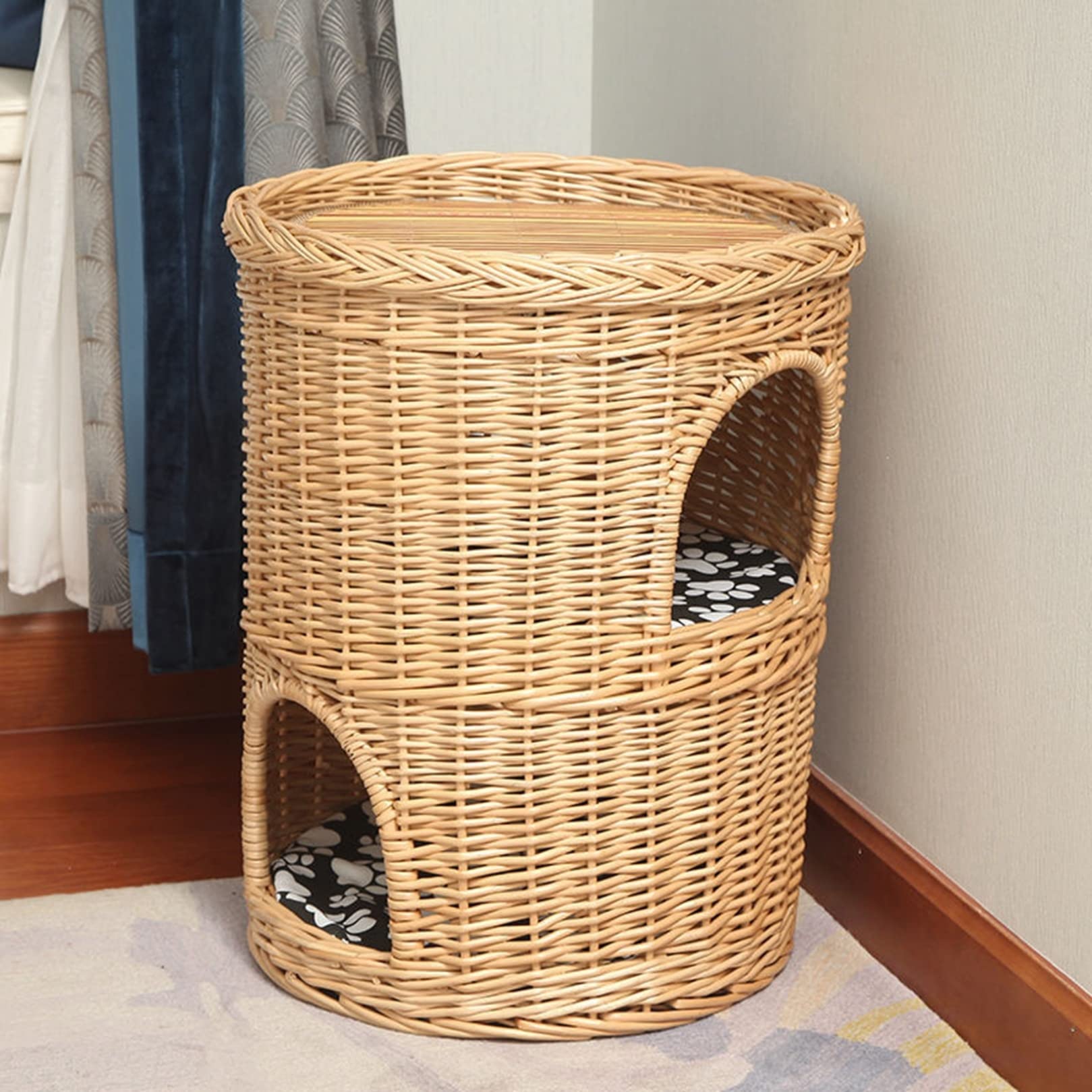 柳編みハウス二層 犬 猫カゴ ペットベッド ラタン ペット用天然素材 細工品 Amazon.co.jp: 柳編みハウス 二層 犬 猫カゴ ペットベッド